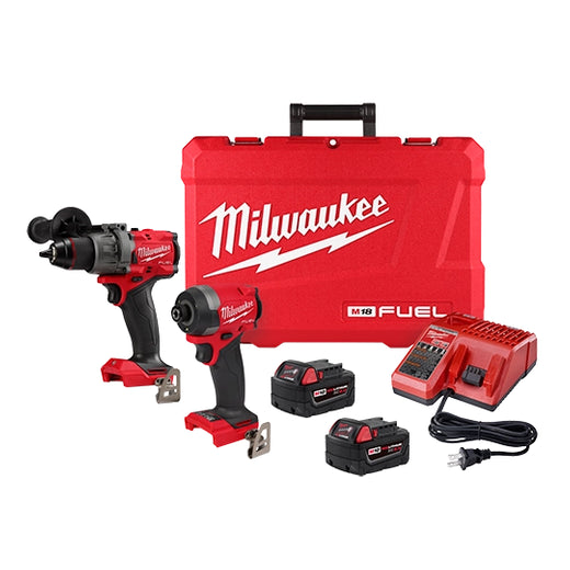 Milwaukee 3697-22 M18 FUEL 2-Tool Cordless Combo Kit: 1/2" Hammer Drill & 1/4" Hex Impact Driver
